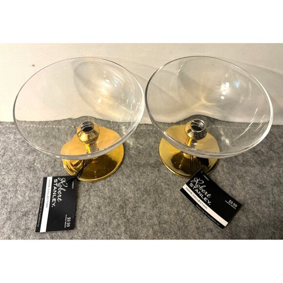 2 Robert Stanley Home Collections Short Gold Stemmed Dessert Glasses 4.25" # 277 - Picture 2 of 5